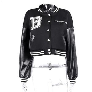 Cropped Beyond the Range Varsity Jacket